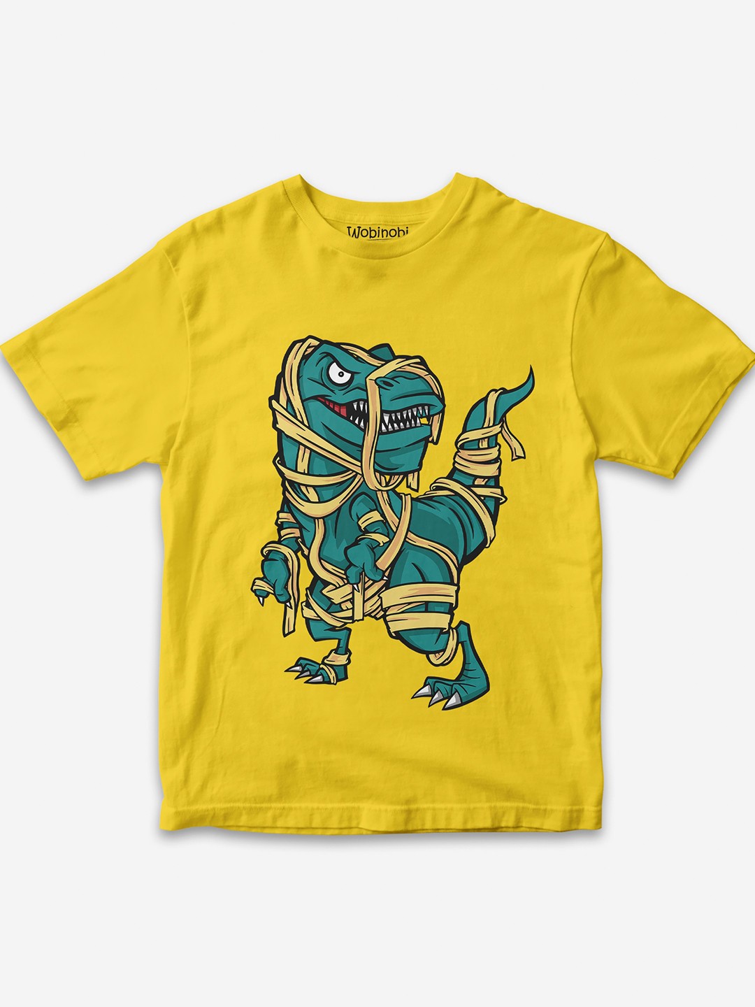 

Wobinobi Boys Dinosaur Print Bio Finish Pure Cotton T-shirt, Yellow