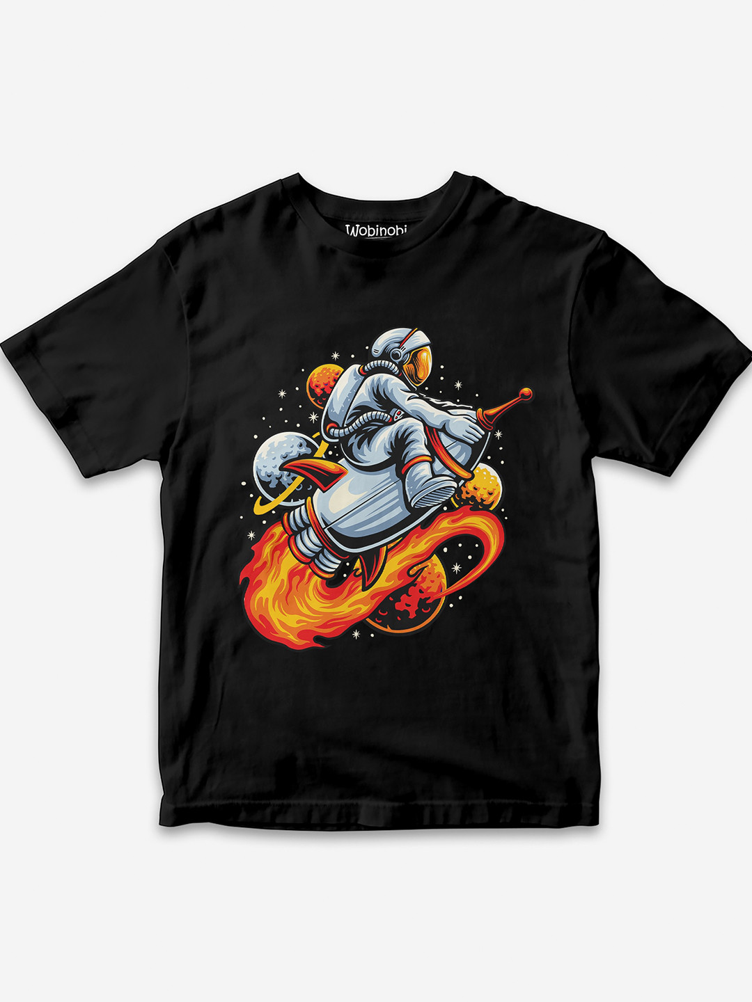 

Wobinobi Boys Space Print Bio Finish Pure Cotton T-shirt, Black