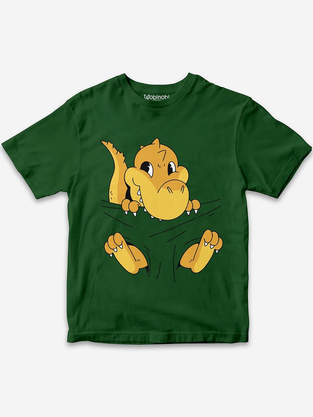 

Wobinobi Boys Dinosaur Print Bio Finish Pure Cotton T-shirt, Green