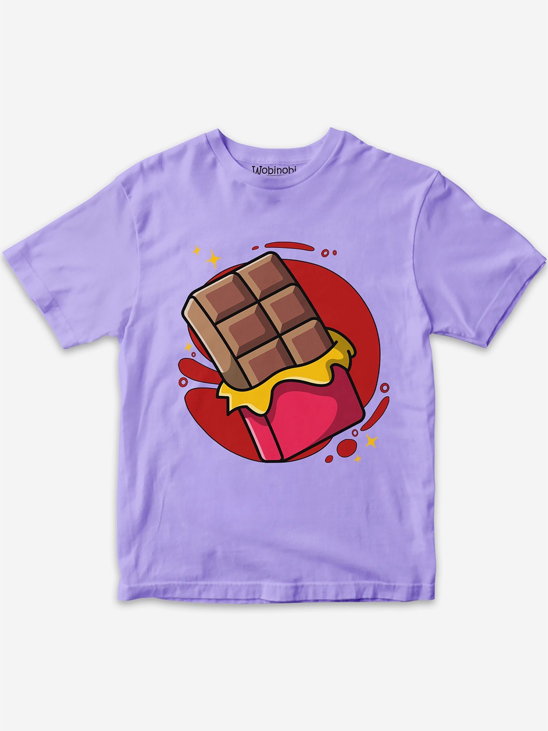 

Wobinobi Boys Chocolate Print Bio Finish Pure Cotton T-shirt, Lavender