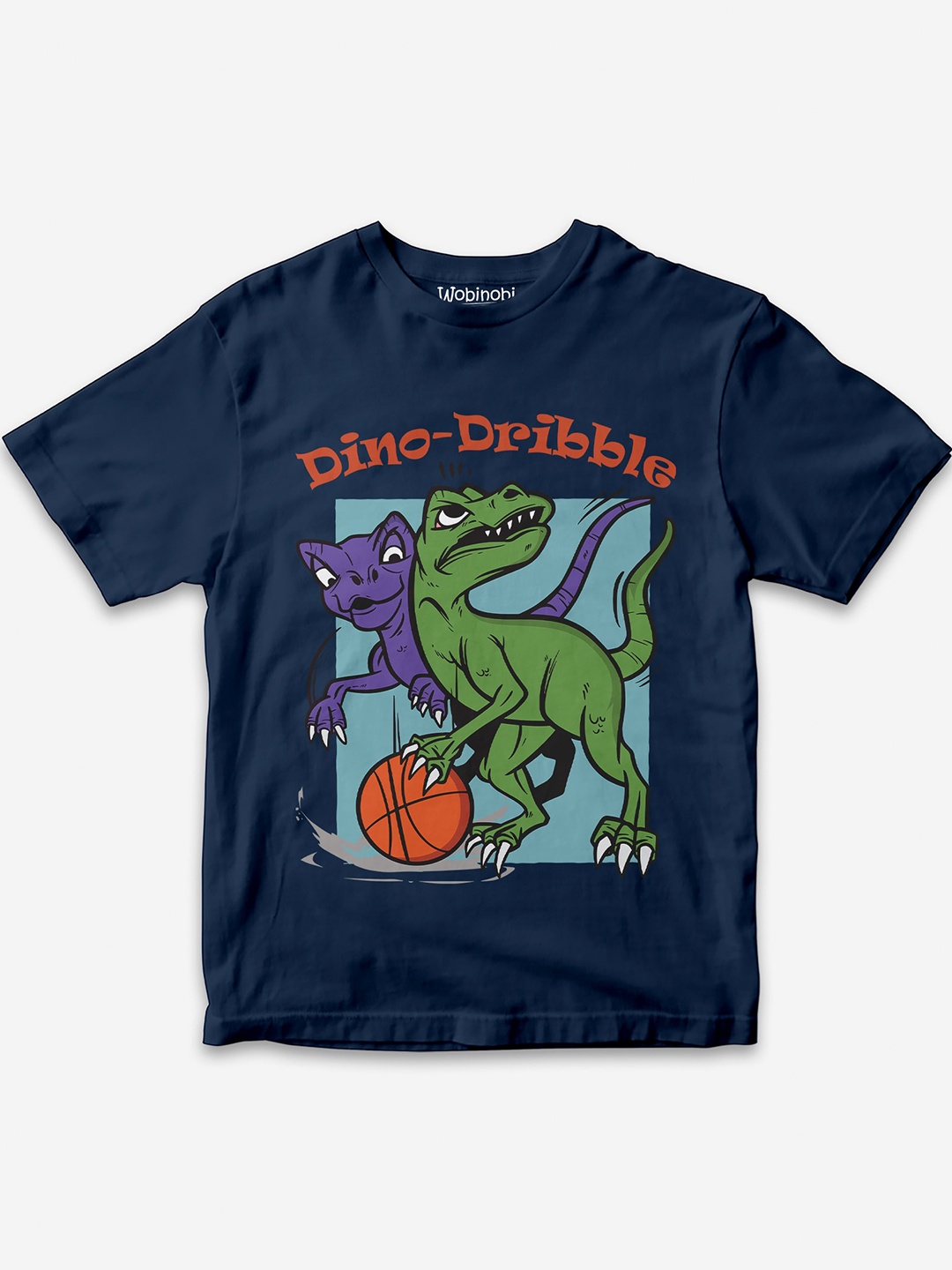 

Wobinobi Boys Dinosaur Print Bio Finish Pure Cotton T-shirt, Navy blue