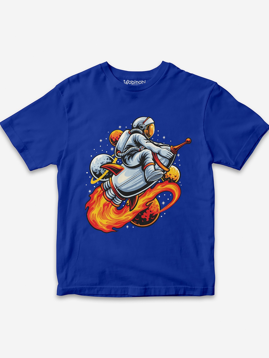 

Wobinobi Boys Space Print Bio Finish Pure Cotton T-shirt, Blue