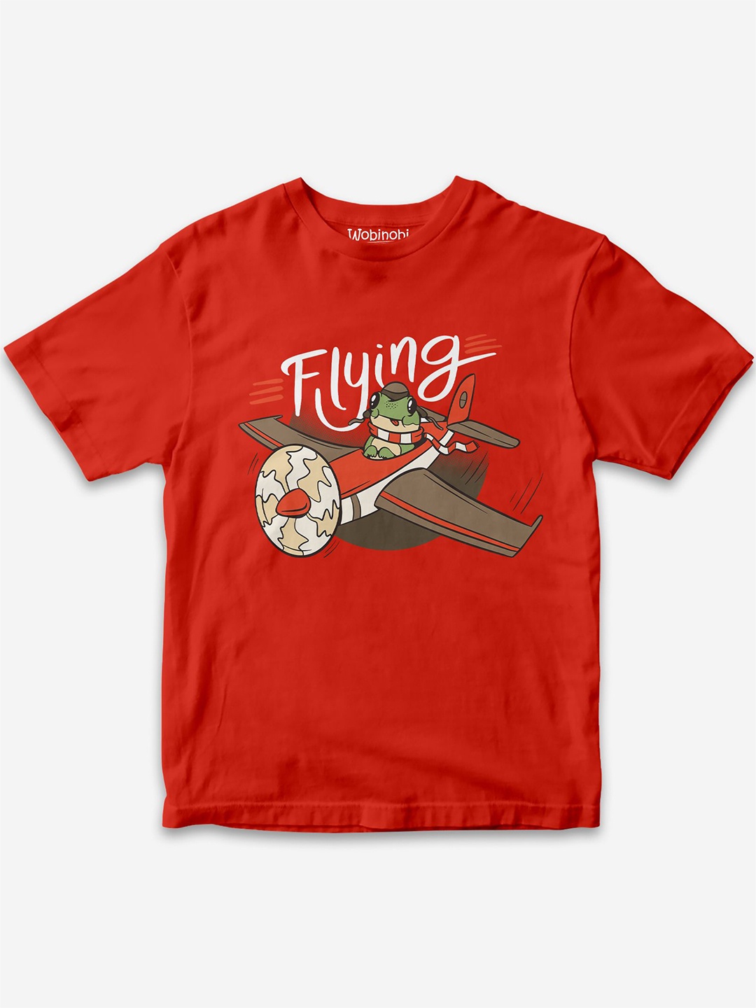 

Wobinobi Boys Airplane Print Bio Finish Pure Cotton T-shirt, Red