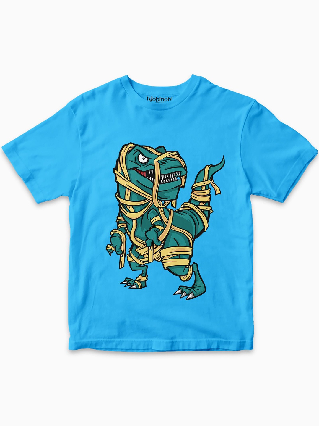 

Wobinobi Boys Dinosaur Print Bio Finish Pure Cotton T-shirt, Blue