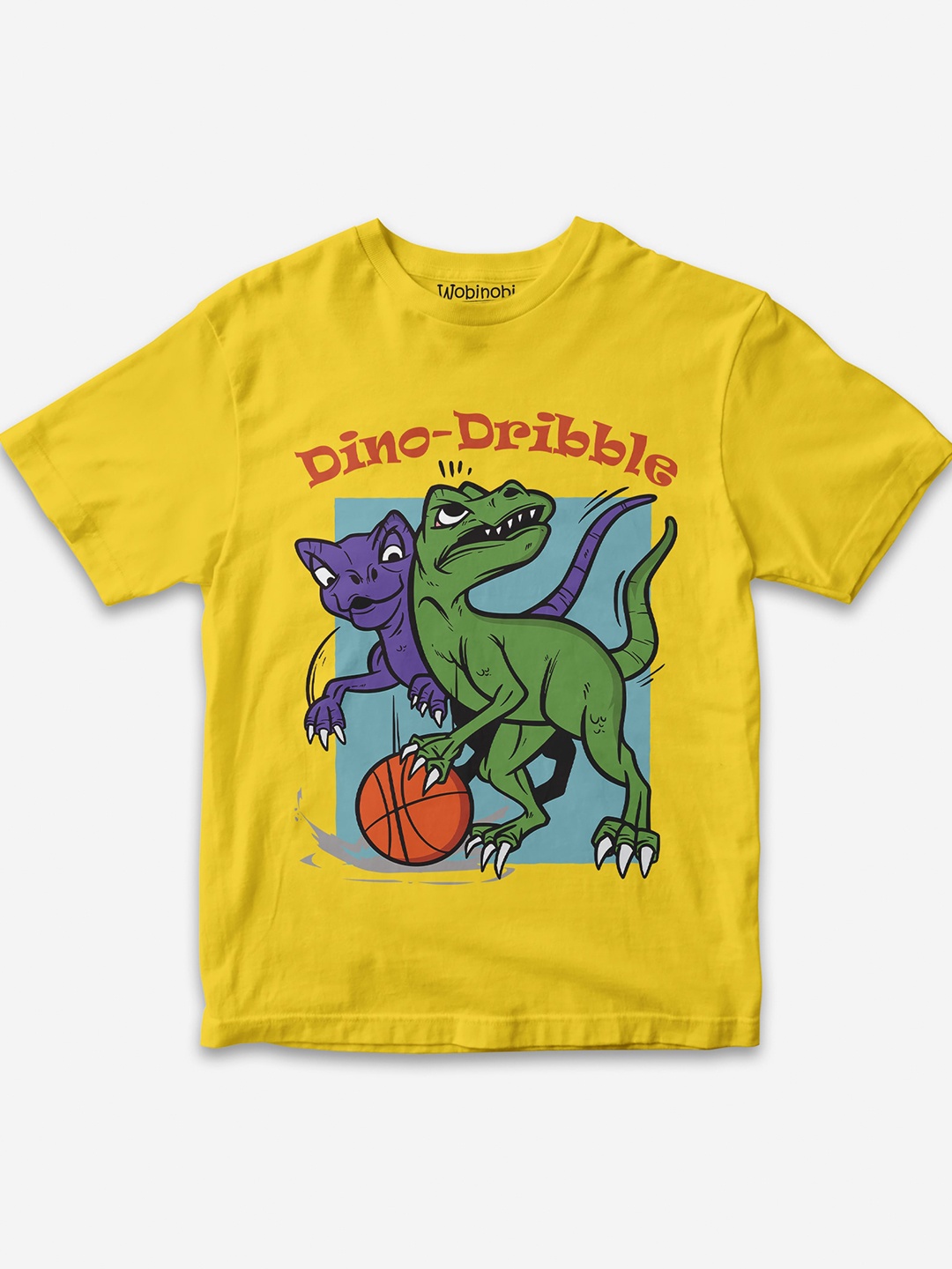 

Wobinobi Boys Dinosaur Print Bio Finish Pure Cotton T-shirt, Yellow