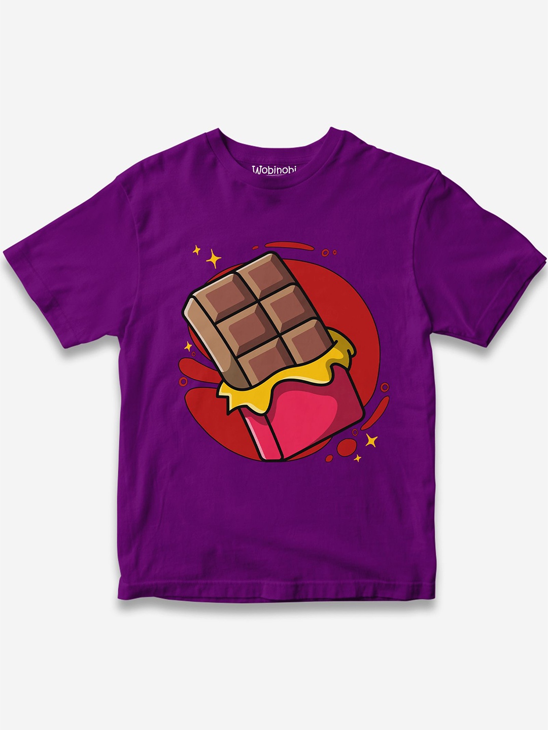 

Wobinobi Boys Chocolate Print Bio Finish Pure Cotton T-shirt, Purple