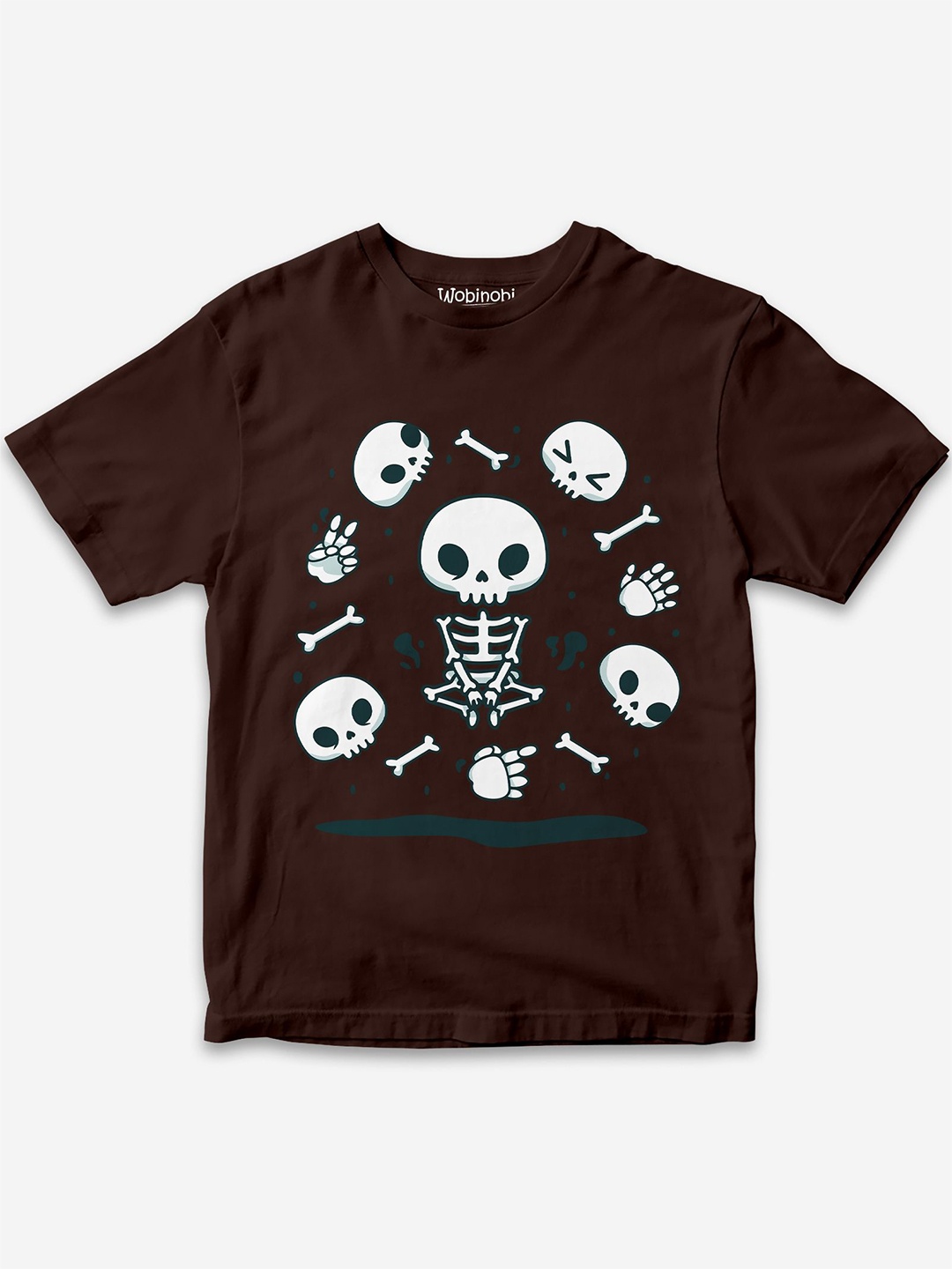 

Wobinobi Boys Halloween Print Bio Finish Pure Cotton T-shirt, Coffee brown