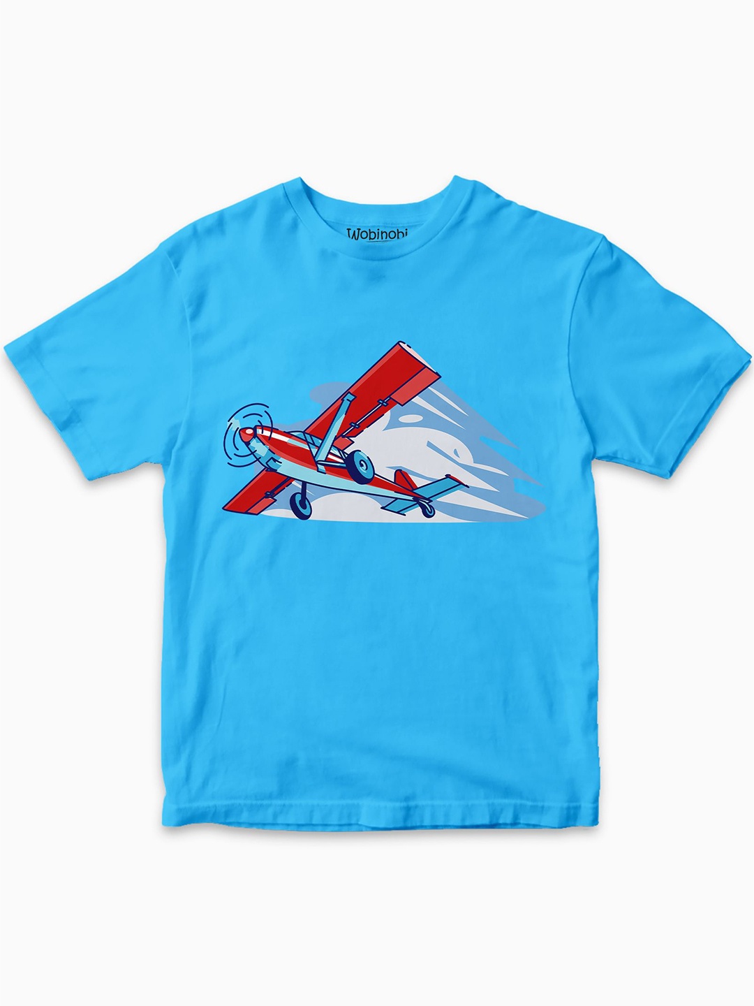 

Wobinobi Boys Airplane Print Bio Finish Pure Cotton T-shirt, Blue