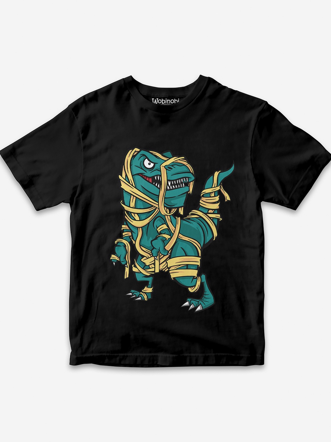

Wobinobi Boys Dinosaur Print Bio Finish Pure Cotton T-shirt, Black