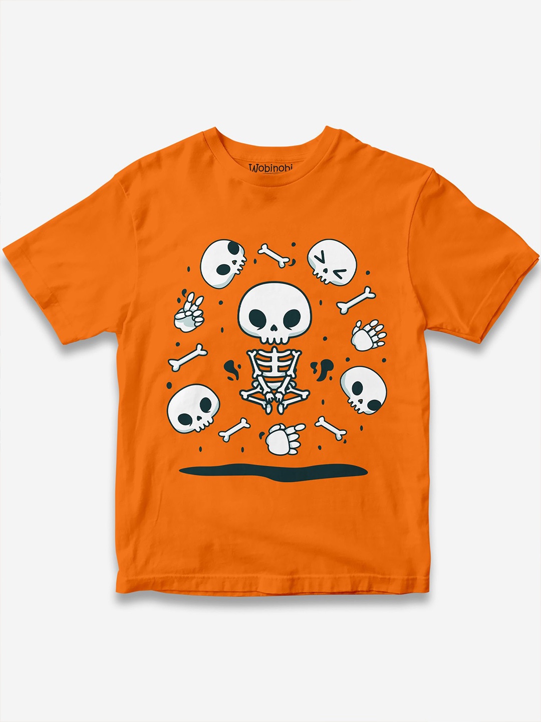 

Wobinobi Boys Halloween Print Bio Finish Pure Cotton T-shirt, Orange