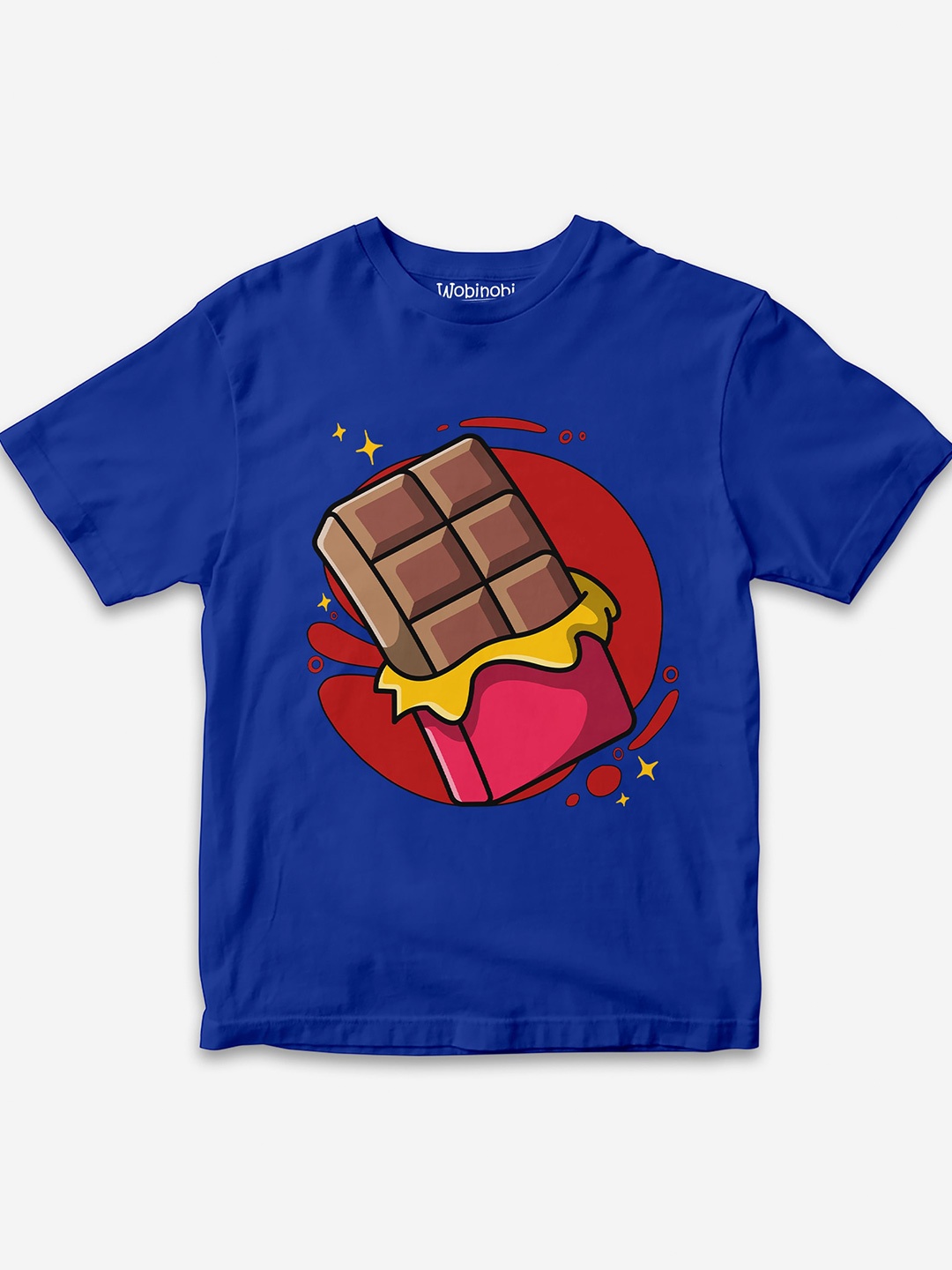 

Wobinobi Boys Chocolate Print Bio Finish Pure Cotton T-shirt, Blue