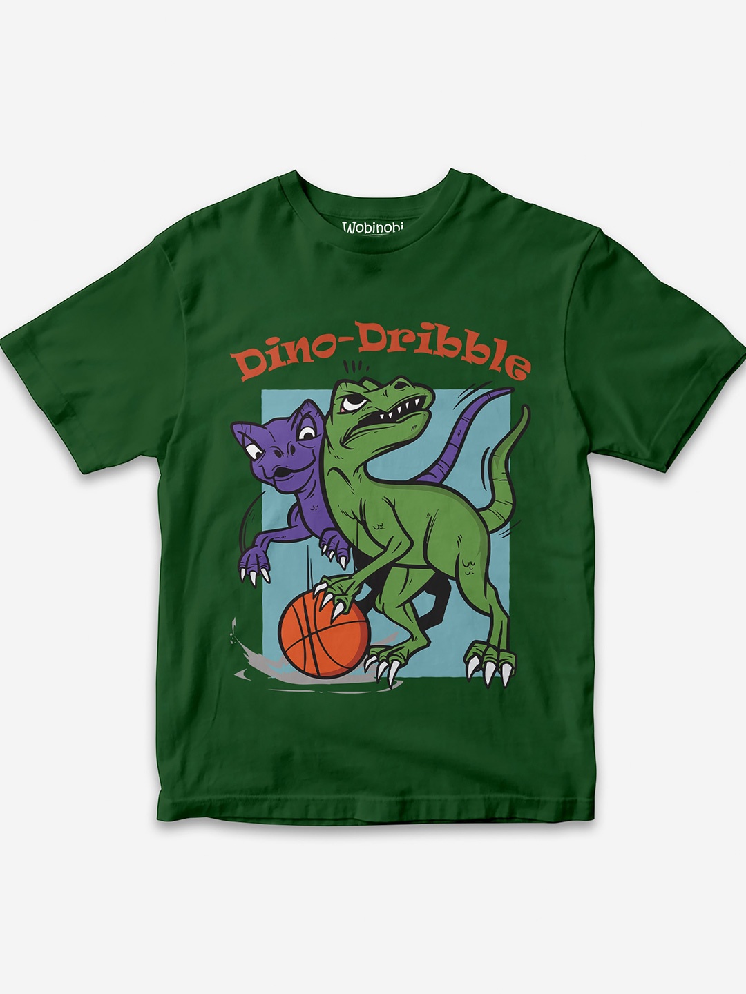 

Wobinobi Boys Dinosaur Print Bio Finish Pure Cotton T-shirt, Green