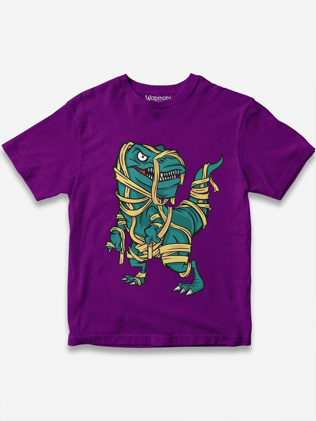

Wobinobi Boys Dinosaur Print Bio Finish Pure Cotton T-shirt, Purple