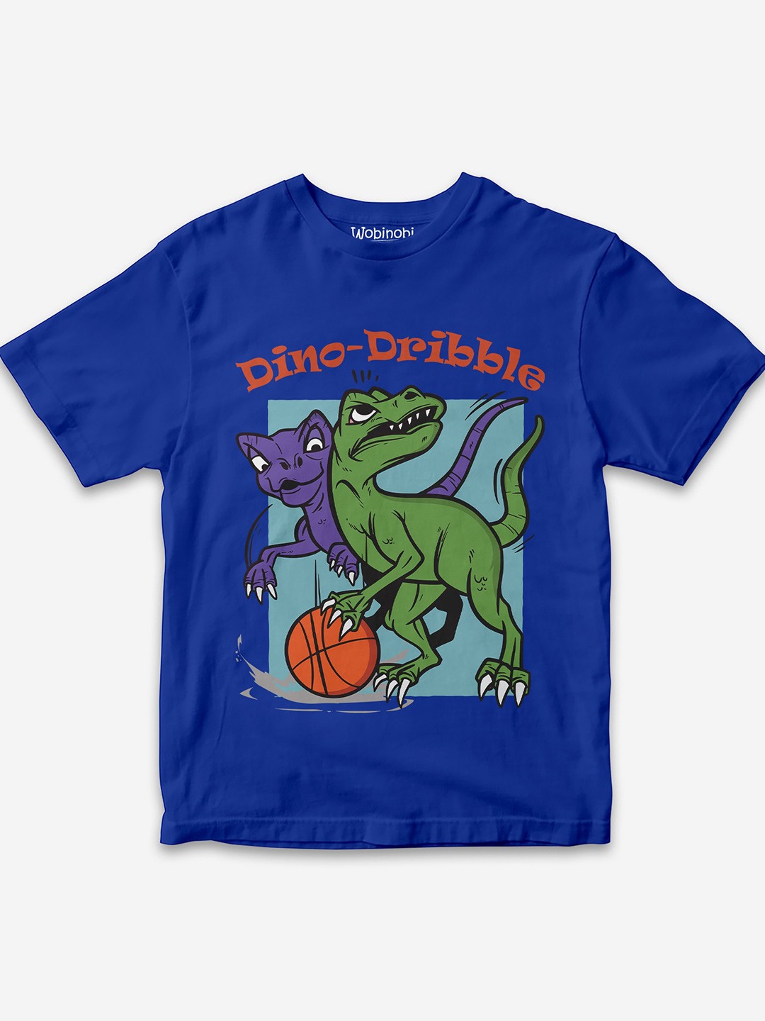 

Wobinobi Boys Dinosaur Print Bio Finish Pure Cotton T-shirt, Blue