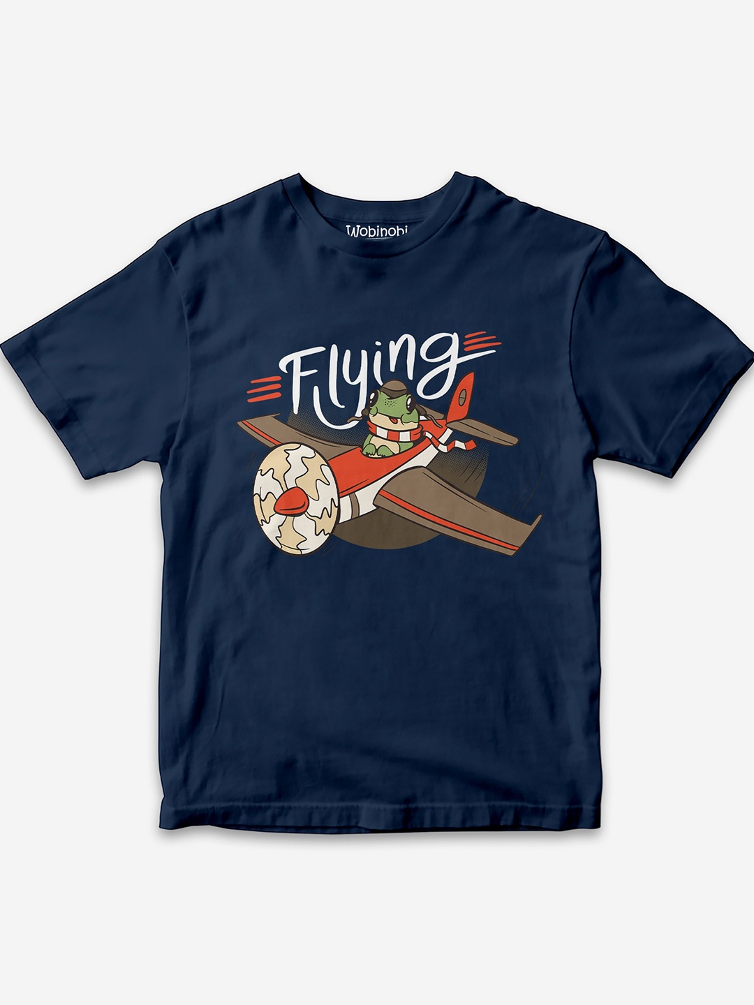 

Wobinobi Boys Airplane Print Bio Finish Pure Cotton T-shirt, Navy blue