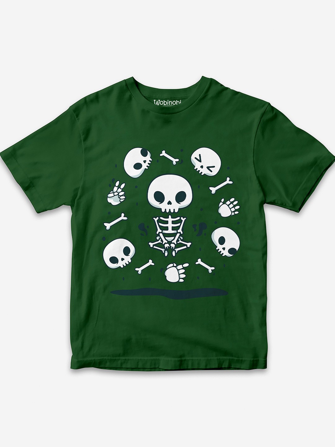 

Wobinobi Boys Halloween Print Bio Finish Pure Cotton T-shirt, Green