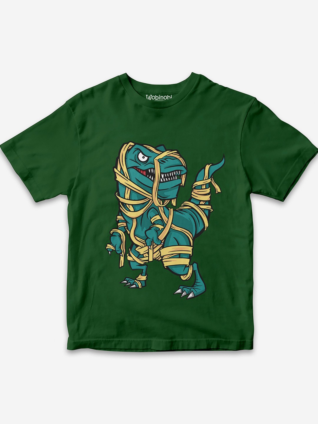 

Wobinobi Boys Dinosaur Print Bio Finish Pure Cotton T-shirt, Green