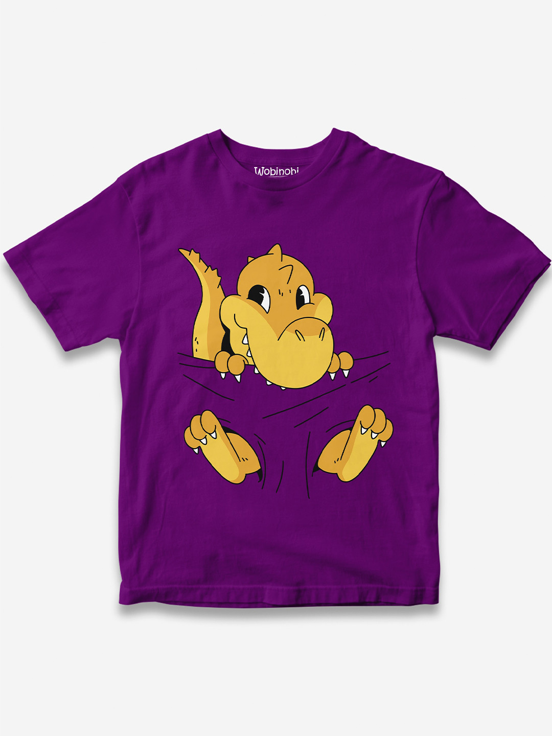 

Wobinobi Boys Dinosaur Print Bio Finish Pure Cotton T-shirt, Purple