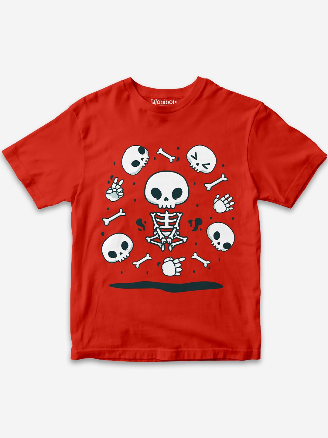 

Wobinobi Boys Halloween Print Bio Finish Pure Cotton T-shirt, Red