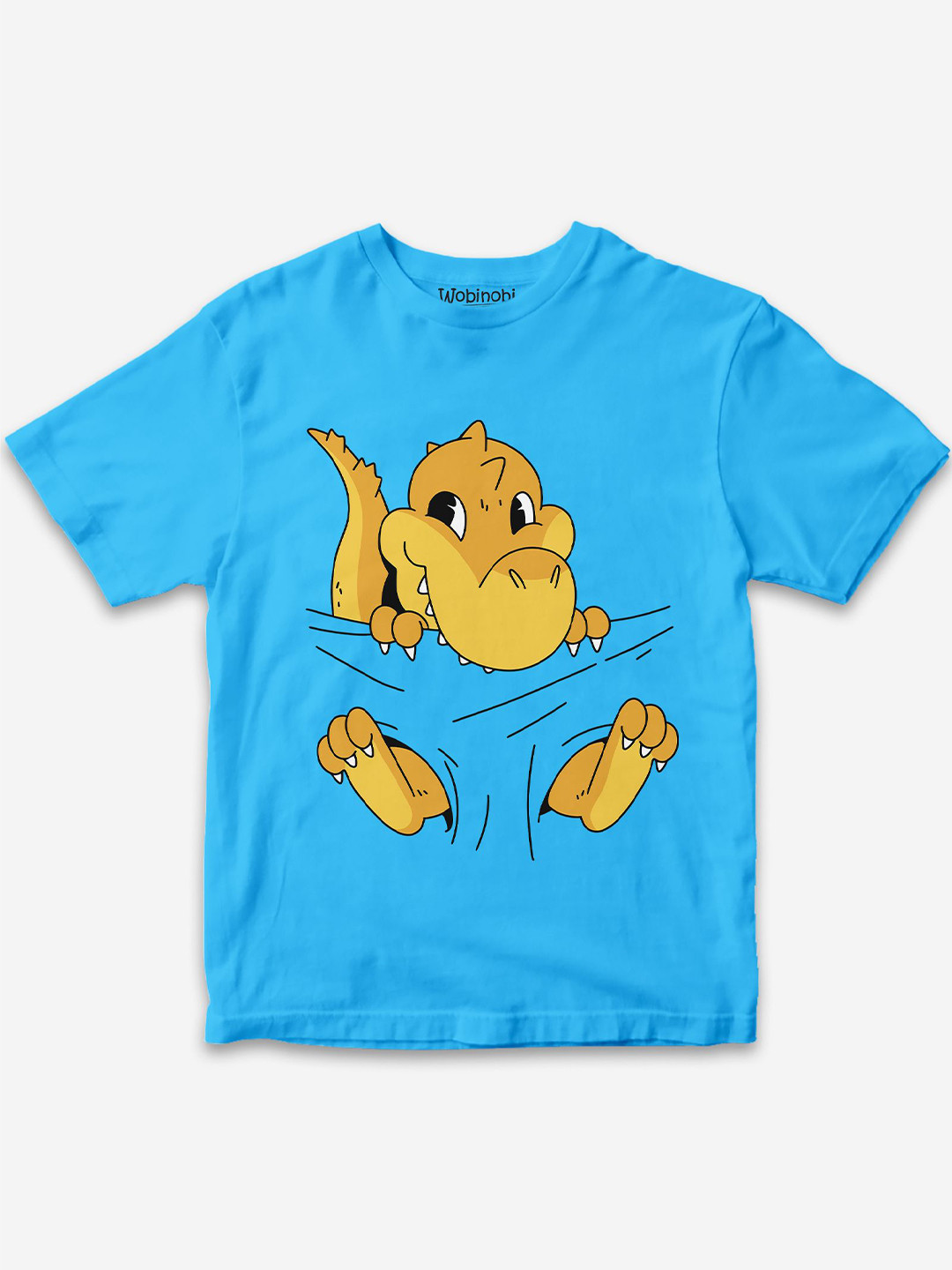 

Wobinobi Boys Dinosaur Print Bio Finish Pure Cotton T-shirt, Blue