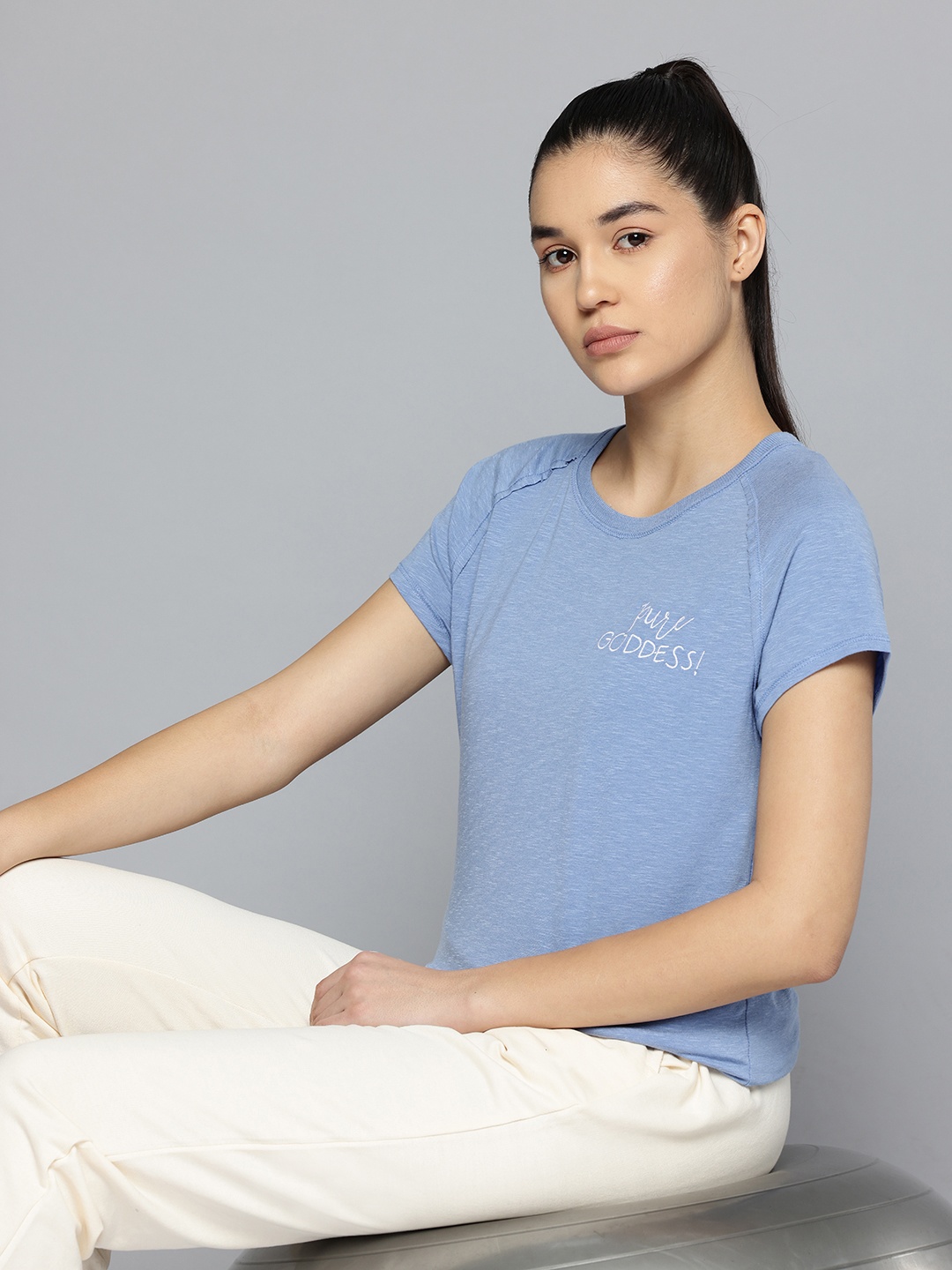 

KIMJALY By Decathlon Embroidered Yoga T-shirt, Blue