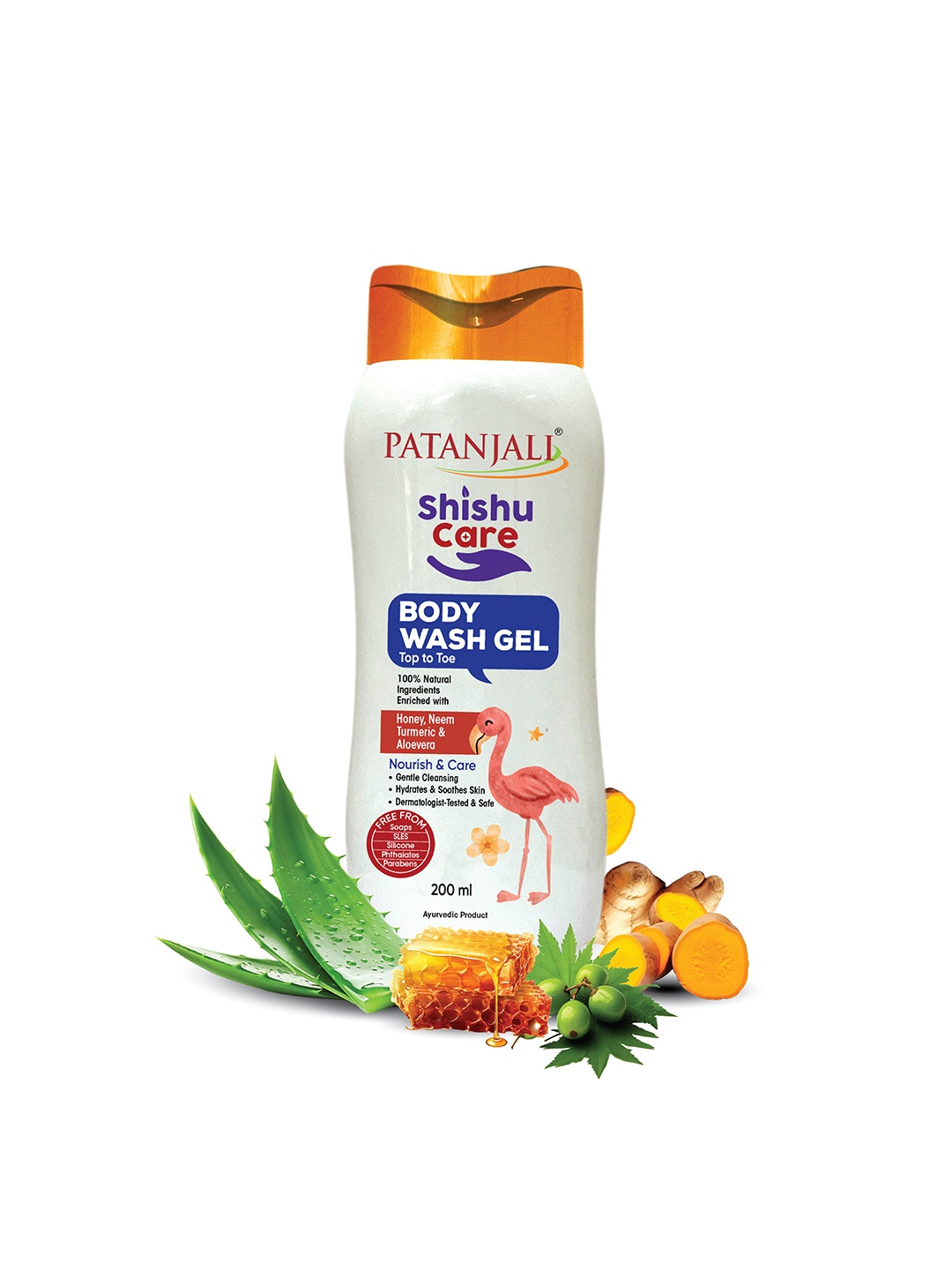 

Patanjali Shishu Care Baby Body Wash Gel with Honey & Neem - 200 ml, White