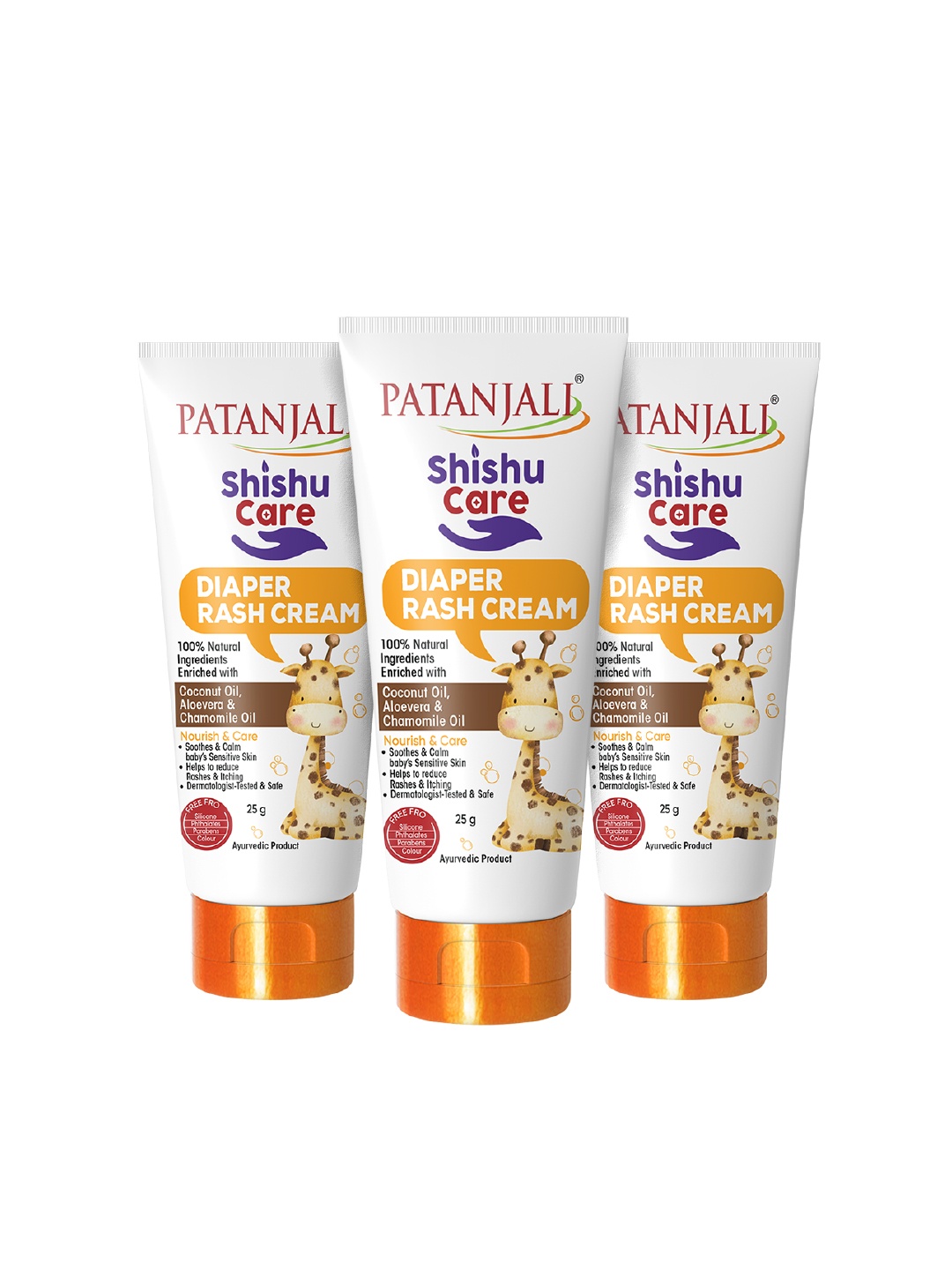 

Patanjali Set of 3 Shishu Care Diaper Rash Cream for Coconut Oil & Aloe Vera - 25 g Each, White