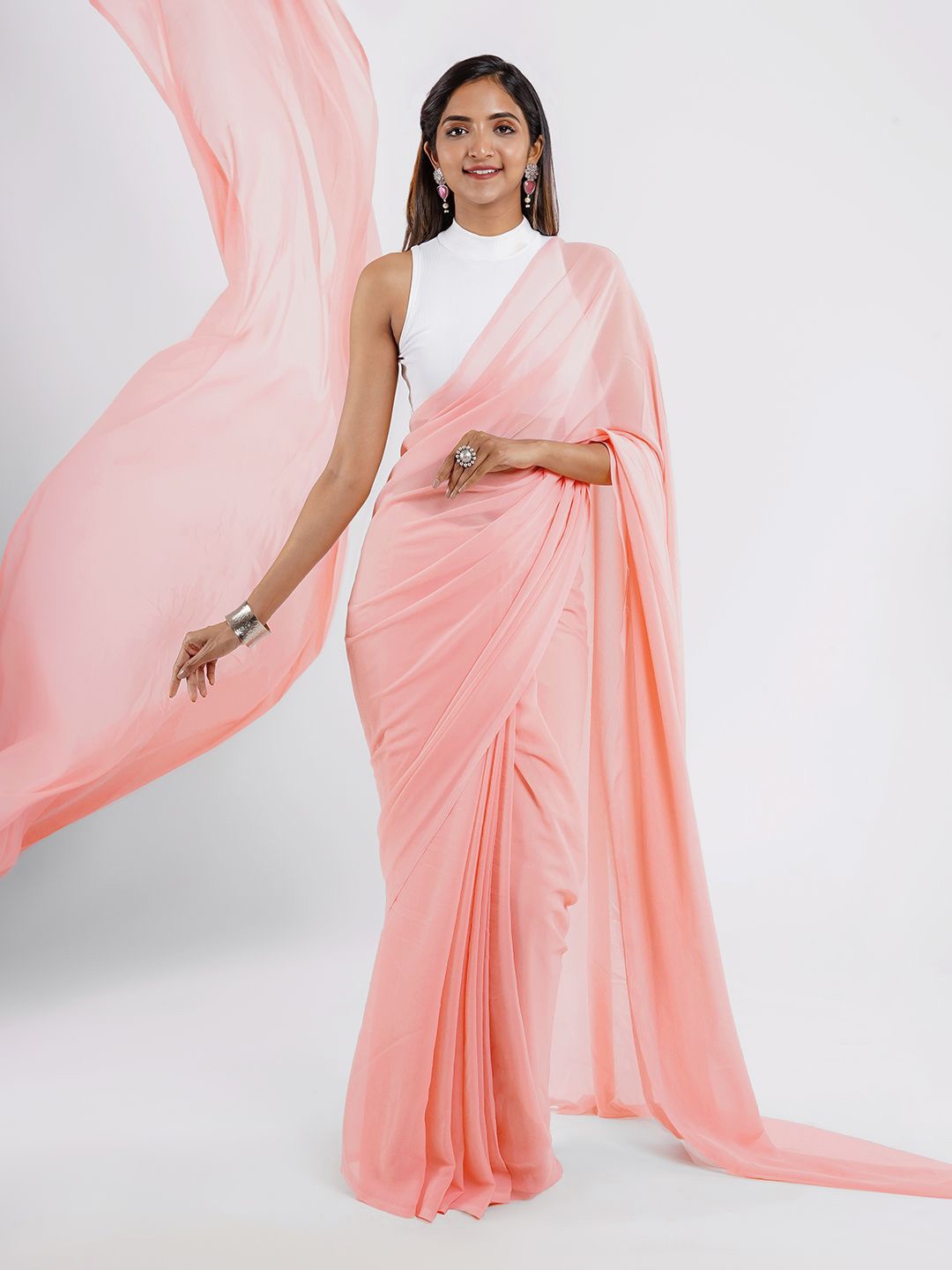 

TEEJH Saree, Pink