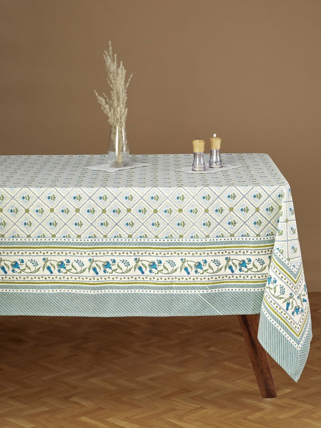 

Fabindia Turquoise Blue Ethnic Motifs Printed Cotton 4-Seater Table Cover