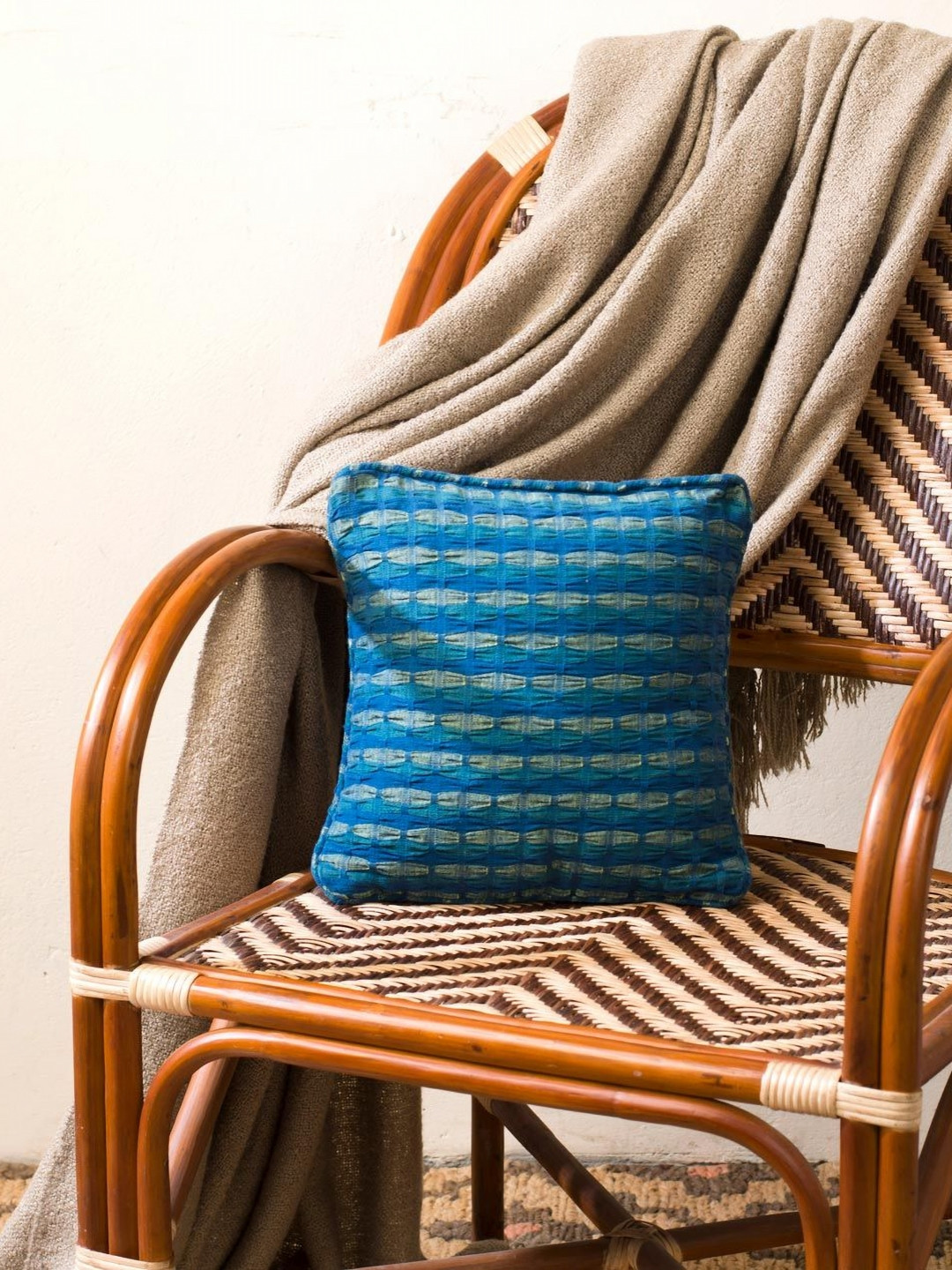 

Fabindia Blue & Yellow Geometric Square Cushion Covers
