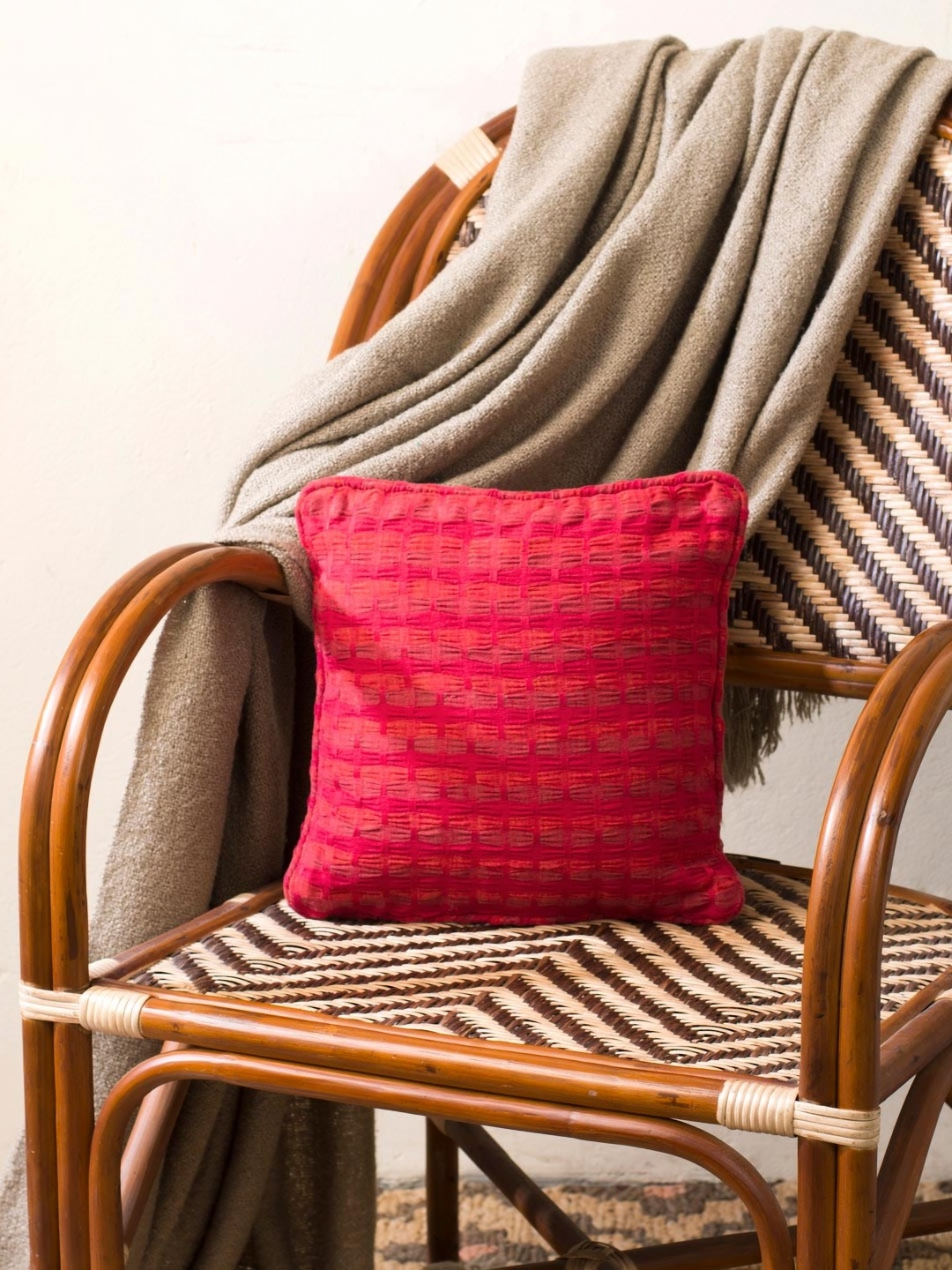 

Fabindia Red Abstract Square Cushion Covers