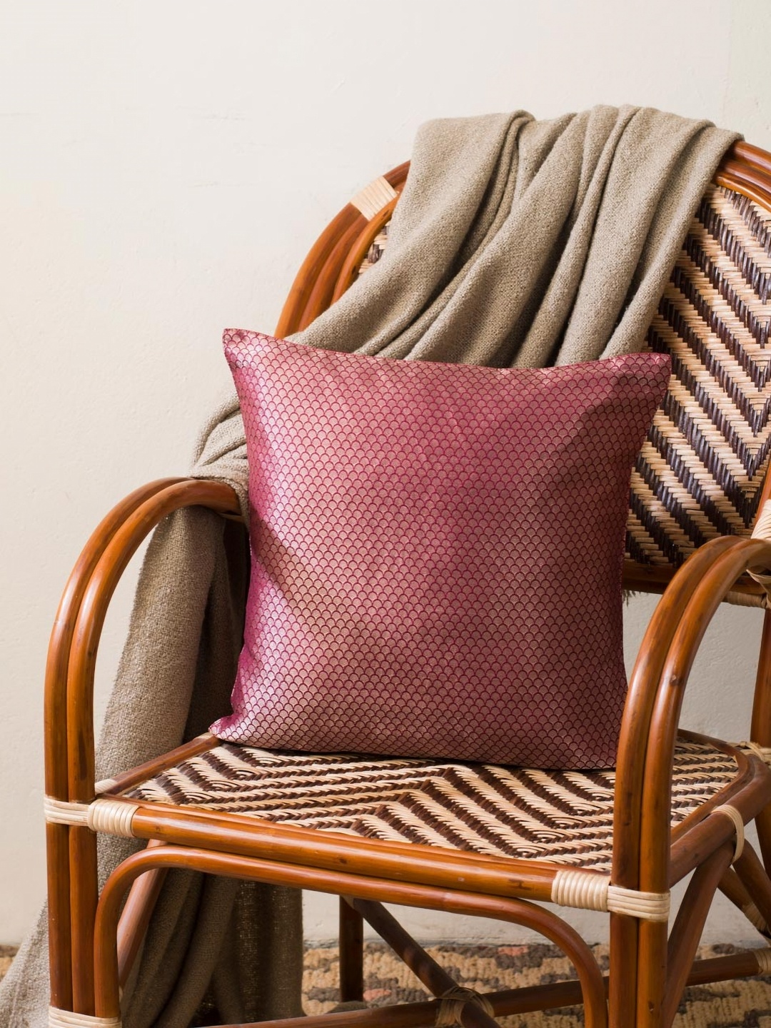 

Fabindia Maroon Geometric Square Cushion Covers