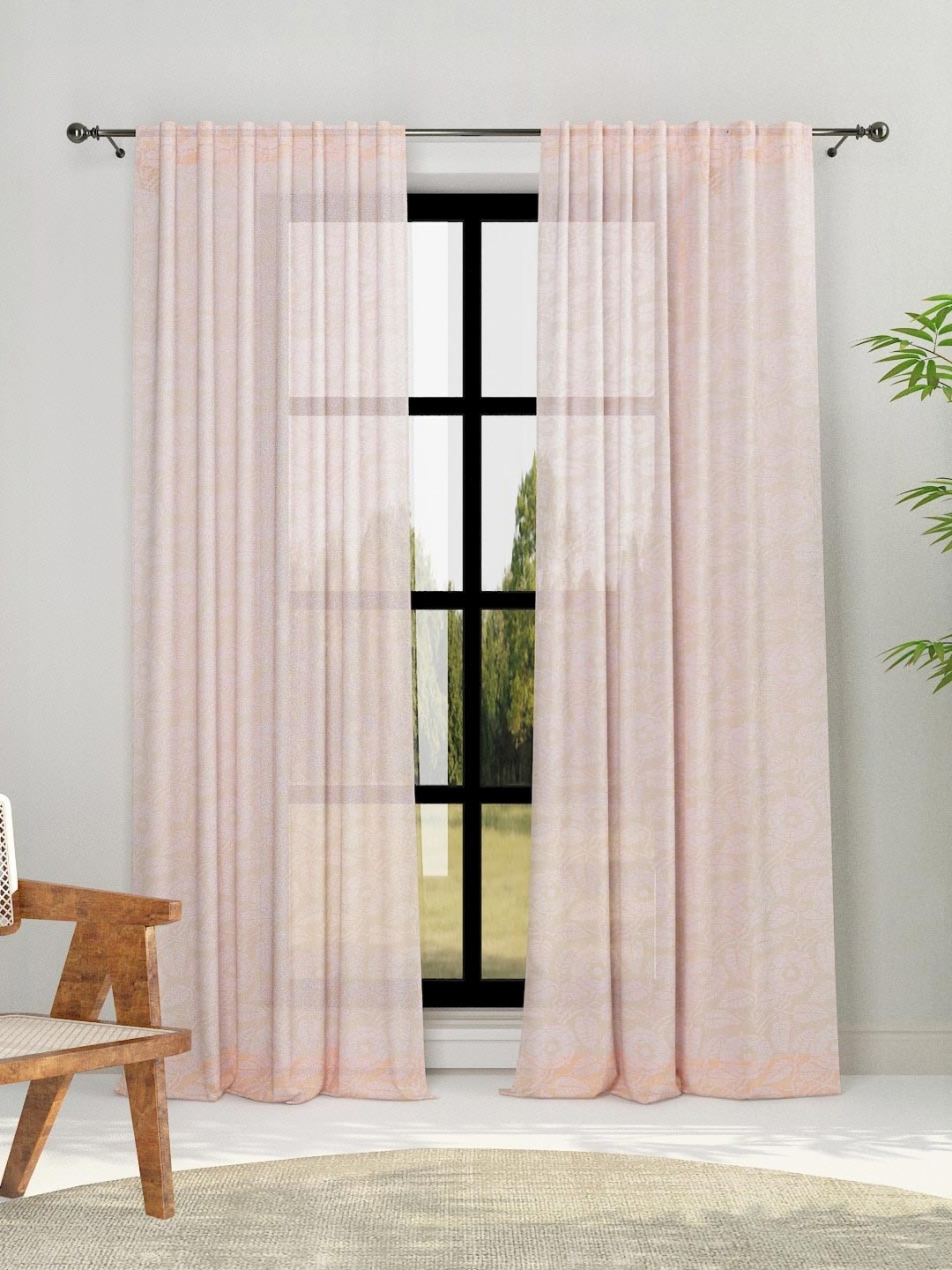 

Fabindia Peach & Off White Ethnic Motifs Door Curtain