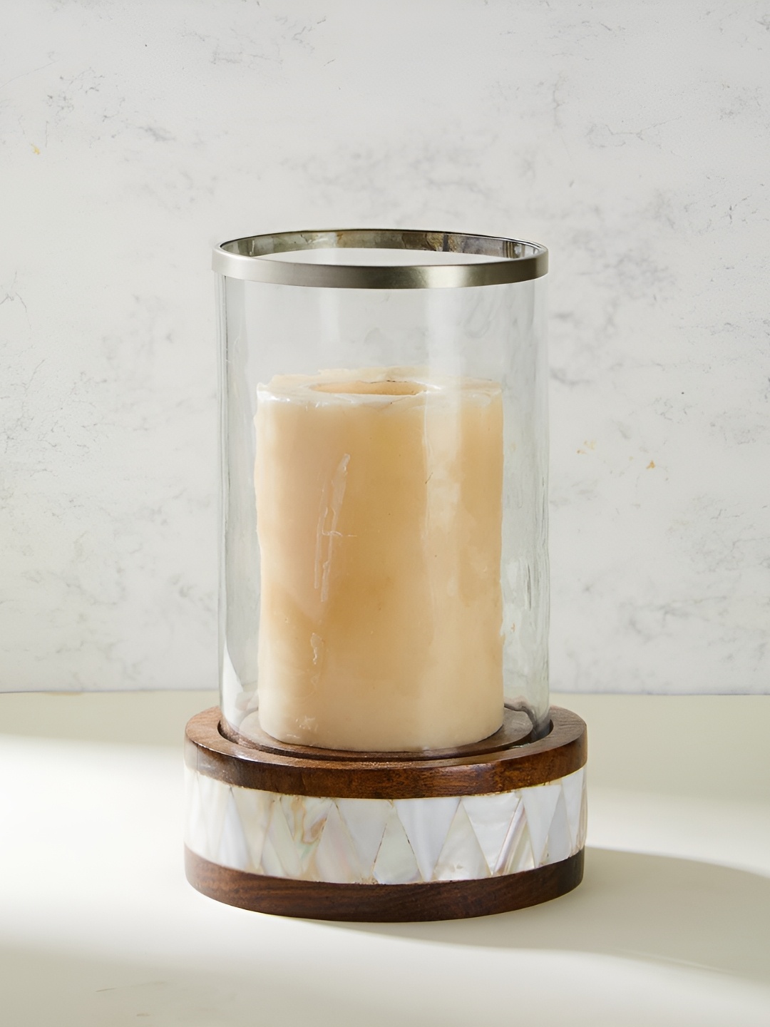 

Fabindia White Wood Candle Holder