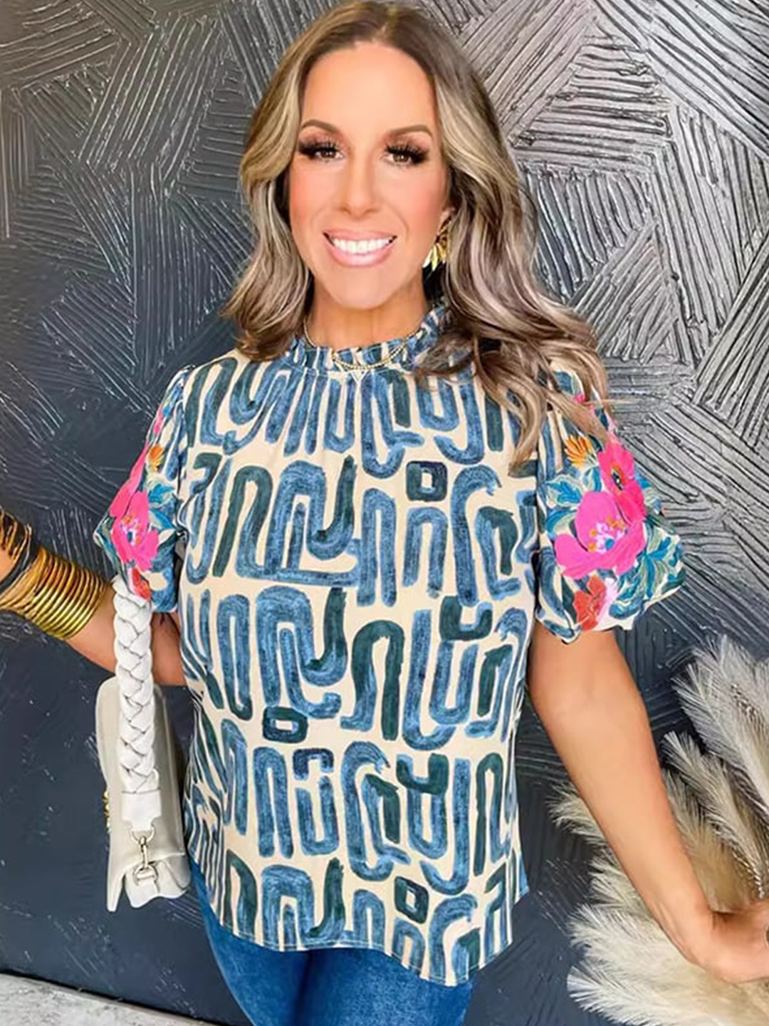

StyleCast x Revolte Print Top, Blue