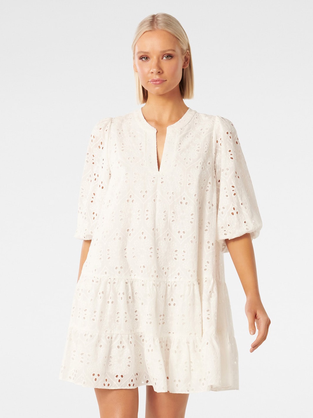 

Forever New Schiffli A-Line Dress, White