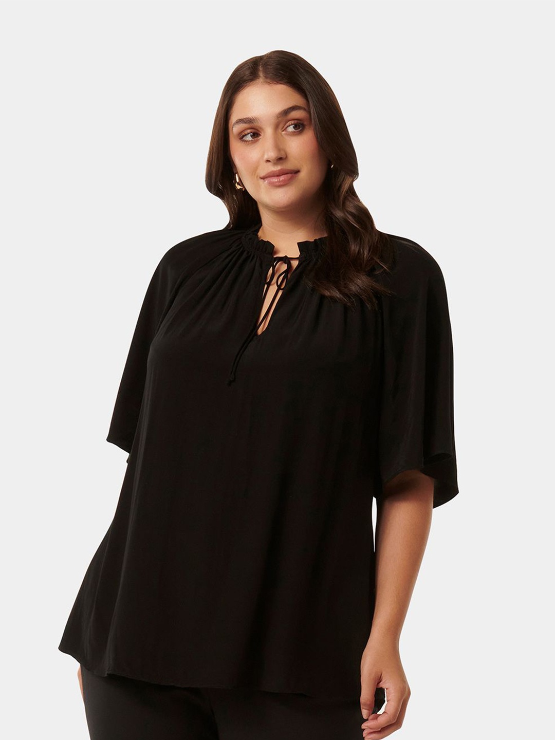 

Forever New Tie-Up Neck Top, Navy blue