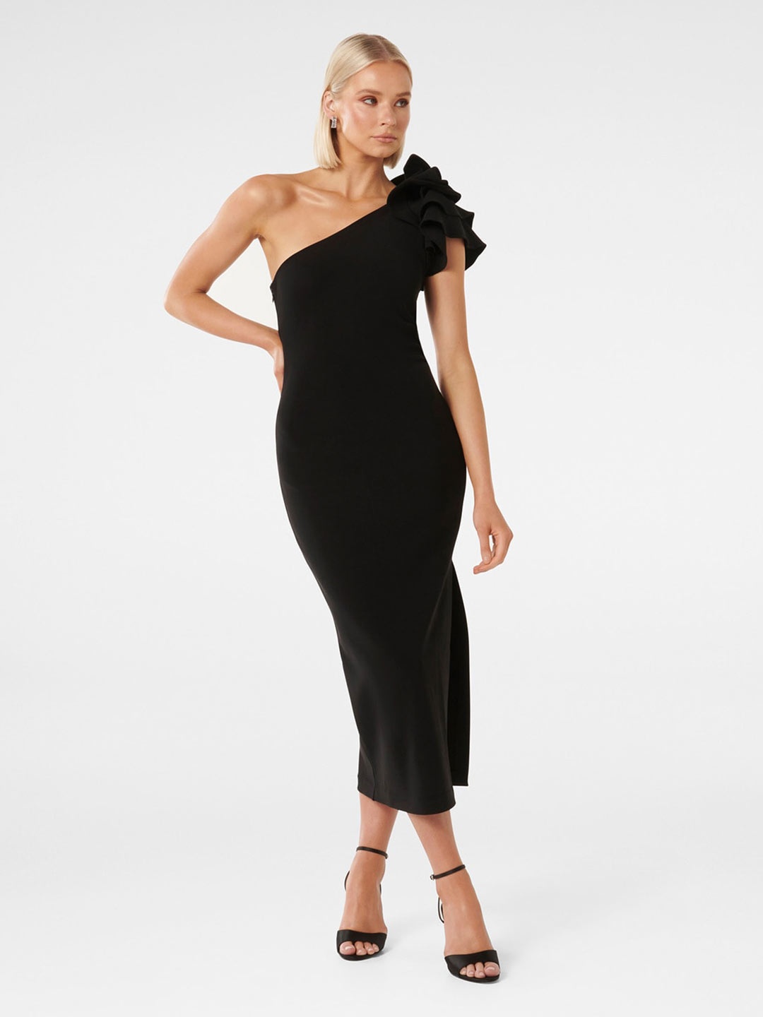 

Forever New One Shoulder Bodycon Midi Dress, Black