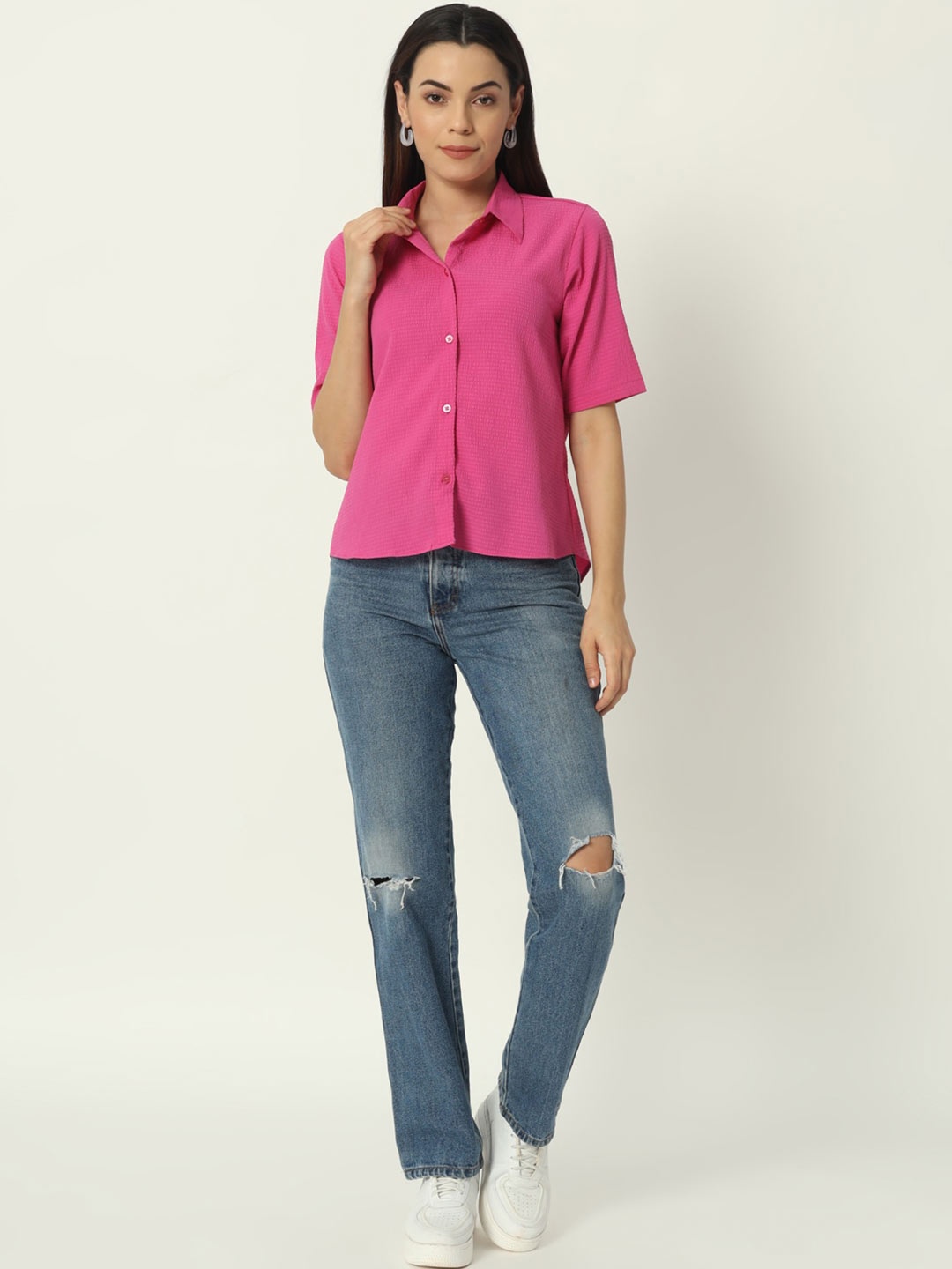 

DEPANO Women Comfort Opaque Casual Shirt, Pink