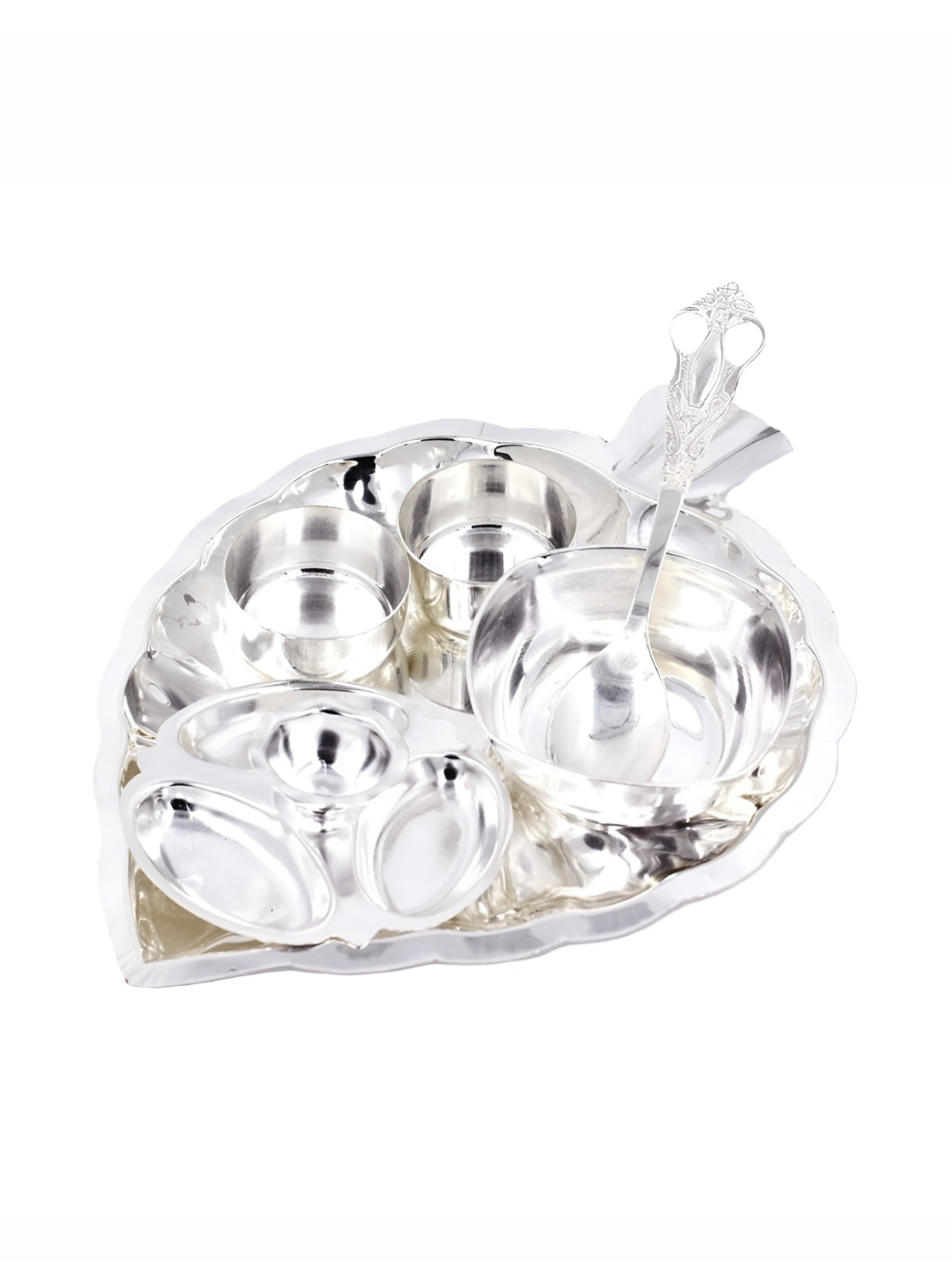 

ojas Grey Metal Pooja Thali, Silver