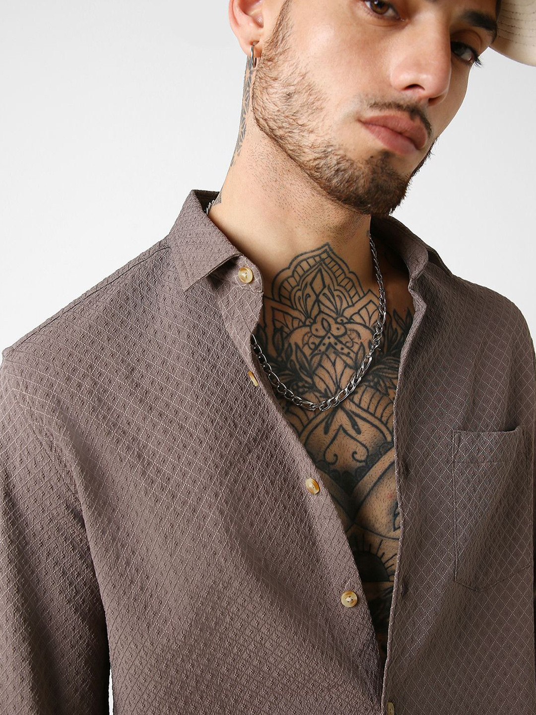 

VASTRADO Men Classic Slim Fit Printed Casual Shirt, Brown