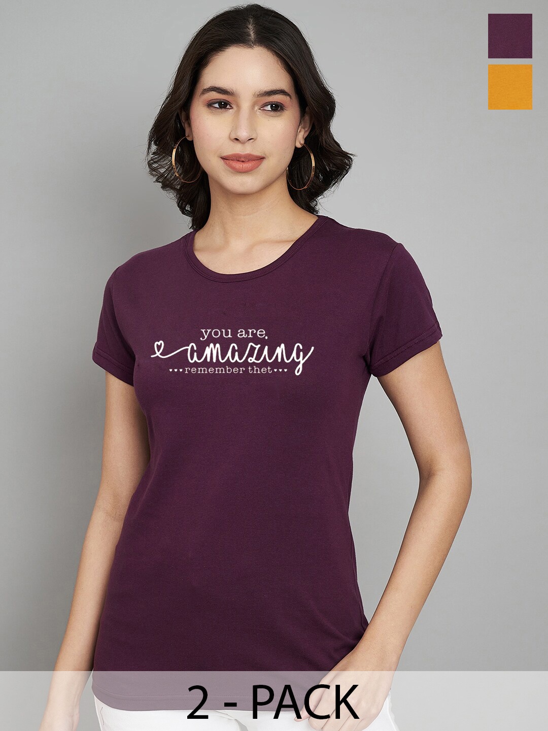 Trend Level Women Typography 2 Printed T-shirt, Burgundy