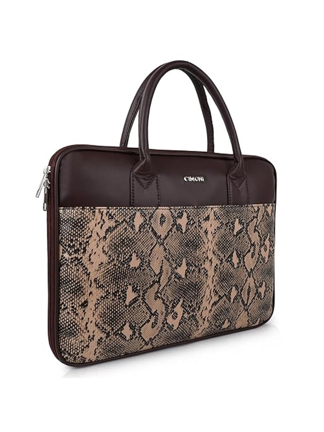 

CIMONI Unisex Printed Leather Laptop Bag Up to 16 inch, Brown