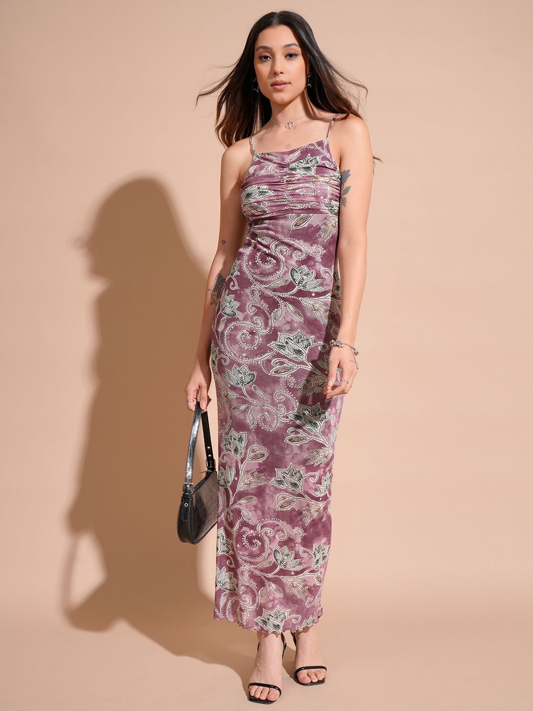 

Tokyo Talkies Floral Print Bodycon Maxi Dress, Pink