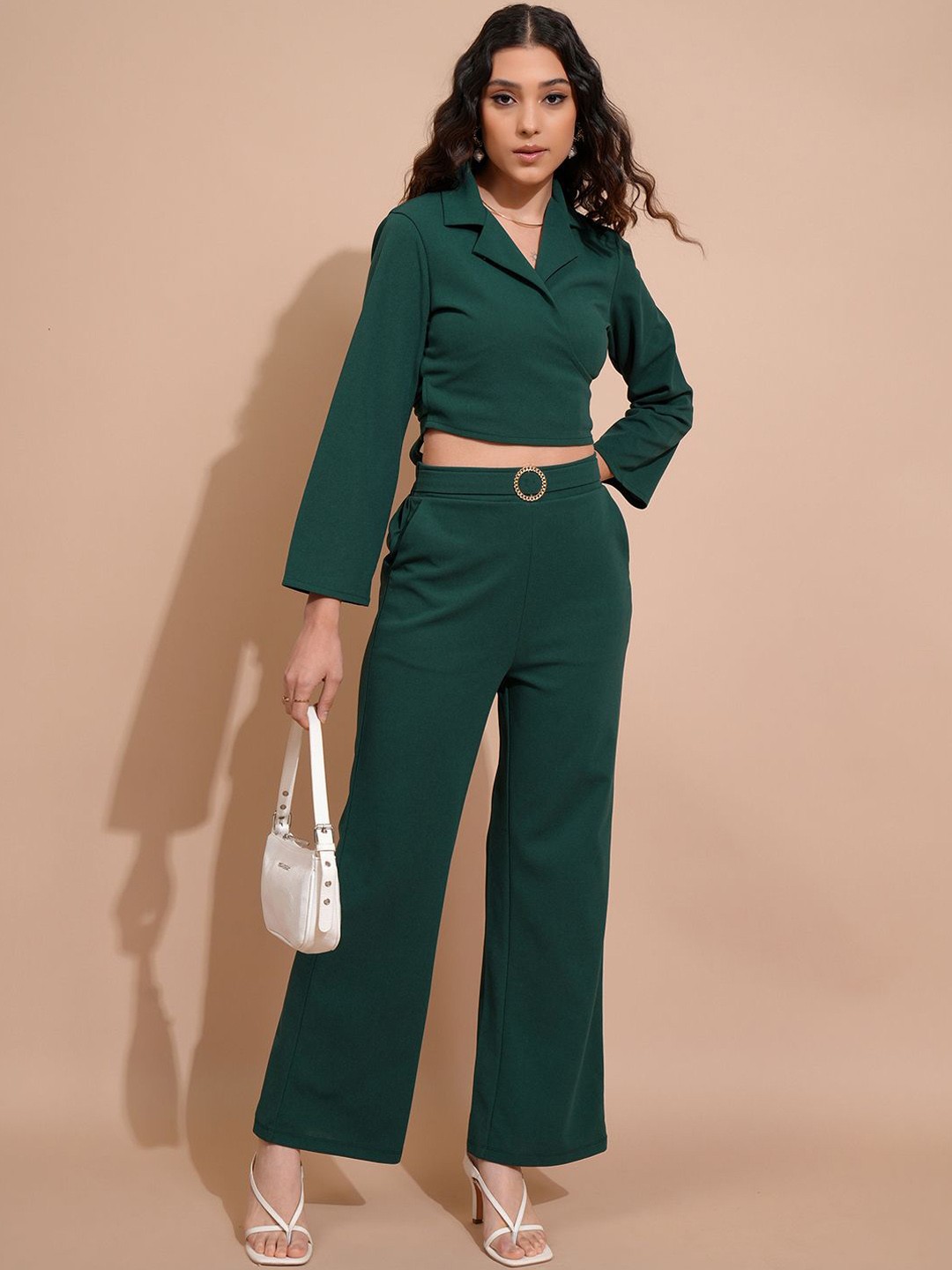 

Tokyo Talkies V-Neck Long Sleeves Top And Trouser Co-Ords, Green