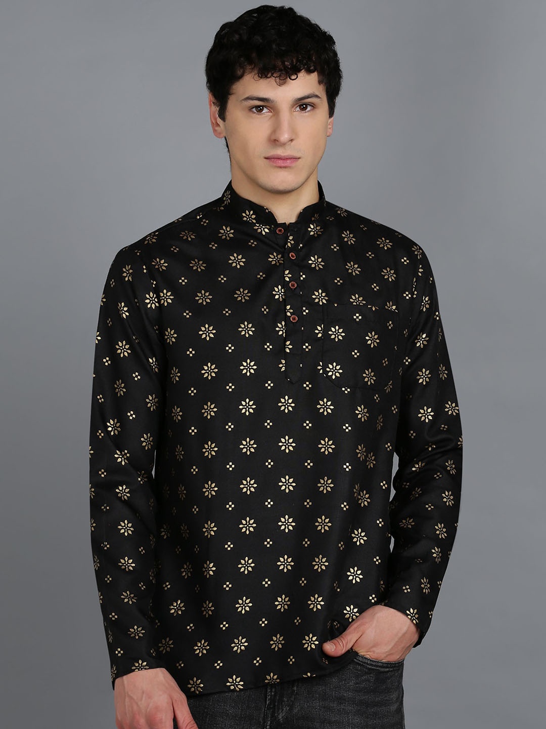

Anouk Men Printed Kurta, Black