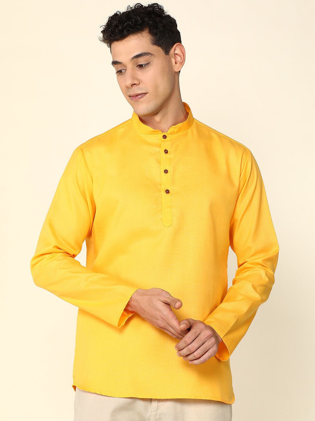 

Anouk Men Solid Straight Kurta, Yellow