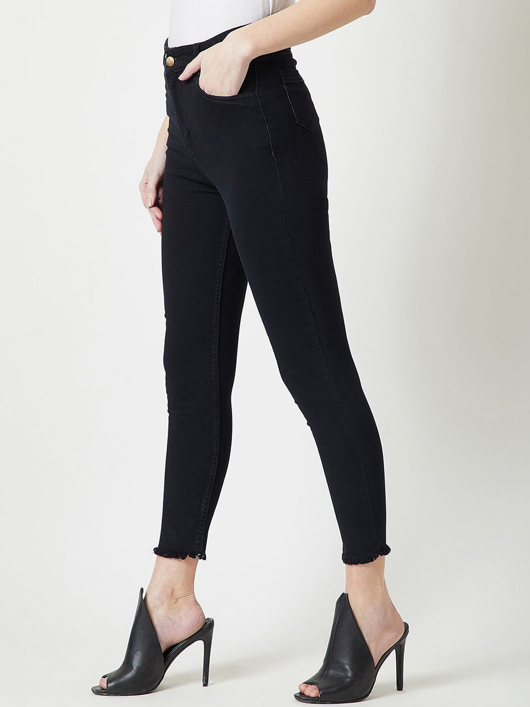 

Miss Chase Women Skinny Fit High-Rise Stretchable Jeans, Black
