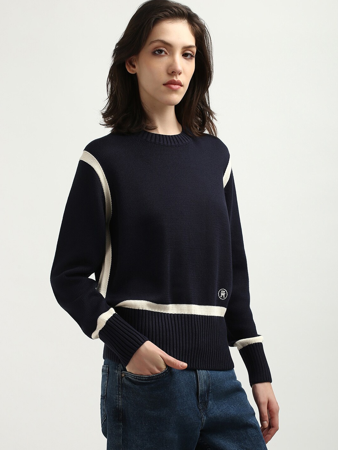 

Tommy Hilfiger Cotton Women Pullover Sweaters, Navy blue