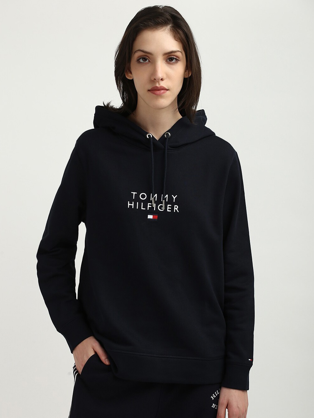 

Tommy Hilfiger Women Printed Hooded Sweatshirt, Navy blue
